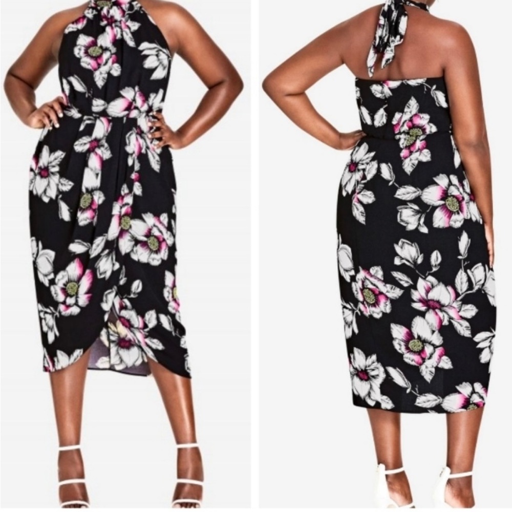 City Chic Born Romantic Black Floral Maxi Dress